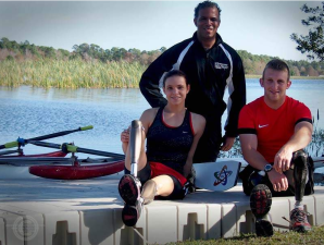 Athletes Without Limits Rowing Program Director Patrick Johnson with Oksana Masters and Rob Jones